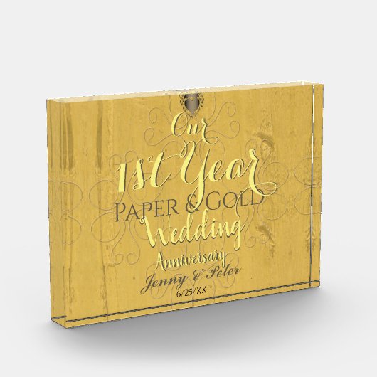 1e jaar Jubileum voor papieren en gouden bruiloft Fotoblokken (Links)