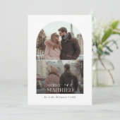 1e jaar Merry and Married Arch Foto Kerstmis Feestdagenkaart (Staand voorkant)