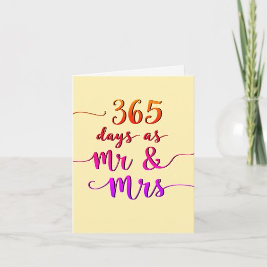 1e jaar trouwdag 365 dagen kaart (Voorkant)