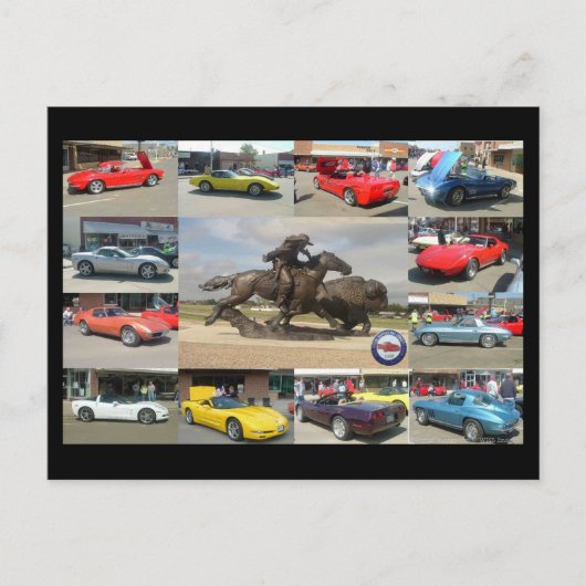 1e jaarlijkse buffelrekening Corvette Show Briefkaart (Voorkant)