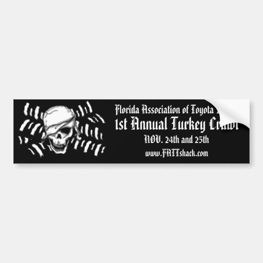 1e jaarlijkse Turkse kruiper Bumpersticker (Voorkant)