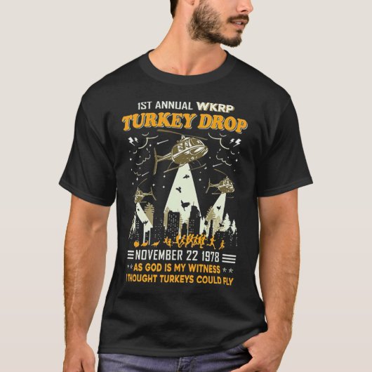 1e jaarlijkse WKRP Turkije Daling 22 november 1978 T-shirt (Voorkant)