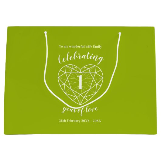 1e Jubileum 1 jaar liefde Peridot op maat Groot Cadeauzakje (Voorkant)