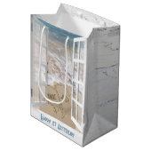 1e Jubileum Beach Hearts Medium Gift Bag Medium Cadeauzakje (Voorkant Gekanteld)
