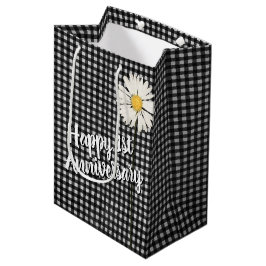 1e Jubileum Daisy on Gingham Medium Gift Bag Cadeauzakje