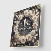 1e Jubileum Elegante Floral Design Mijlpalen Vierkante Klok (Hoek)