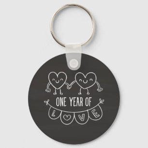 1e Jubileum Gift Chalk Harten Button Sleutelhanger