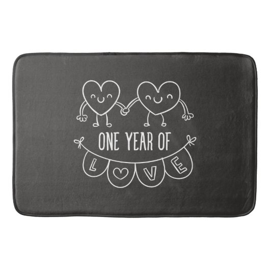1e Jubileum Gift for her Chalk Hearts Bath Mat (Voorkant)