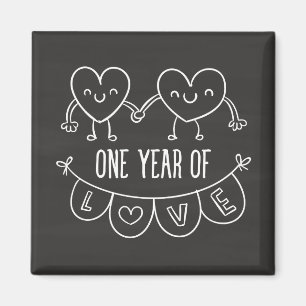 1e Jubileum Gift for her Chalk Hearts Magnet