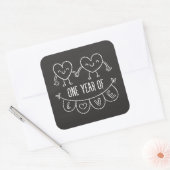 1e Jubileum Gift for her Chalk Hearts Sticker (Envelop)