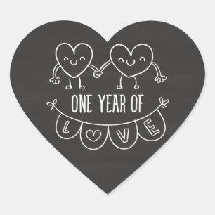 1e Jubileum Gift for her Chalk Hearts Sticker
