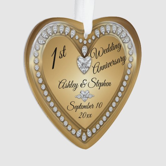 1e Jubileum Gold Diamonds Keepslag Ornament (voorkant)