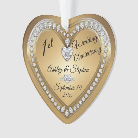 1e Jubileum Gold Diamonds Keepslag Ornament (voorkant)