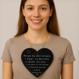 1e Jubileum hart Keramisch Ornament