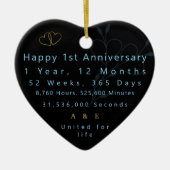 1e Jubileum hart Keramisch Ornament (Voorkant)