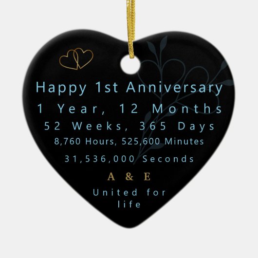 1e Jubileum hart Keramisch Ornament (Voorkant)