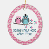 1e Jubileum Owl Weddenschap Jubilea Gift Keramisch Ornament (Links)