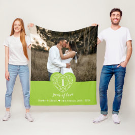 1e Jubileum peridot groene gem hart Fleece Deken