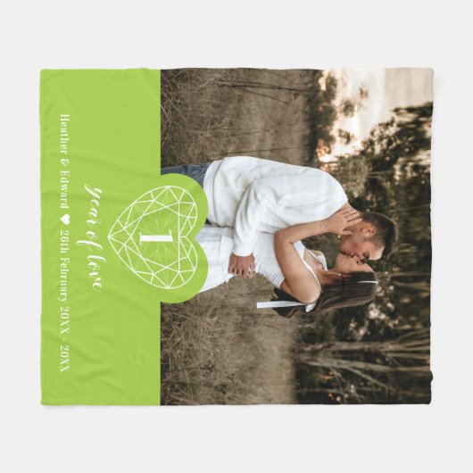 1e Jubileum peridot groene gem hart Fleece Deken (Voorkant (Horizontaal))