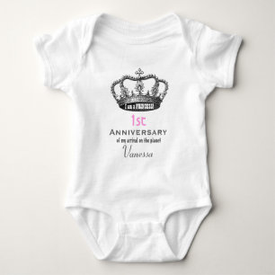 1e Jubileum Verjaardag Funny Princess Crown V01 Romper