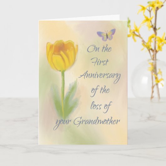 1e Jubileum Verlies van Oma Waterverf Bloem Kaart (Gele Bloem)