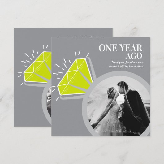 1e jubileumfeestje peridot ring twee foto's kaart (Voorkant / Achterkant)