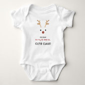 1e keer Baby Cutie Claus Wit Familie Kerstmis Romper (Voorkant)
