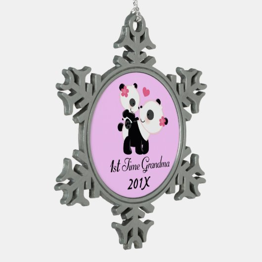 1e keer gepersonaliseerde grootma-keepomwille tin sneeuwvlok ornament (Links)