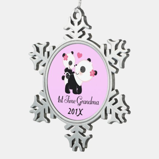 1e keer gepersonaliseerde grootma-keepomwille tin sneeuwvlok ornament (Rechts)