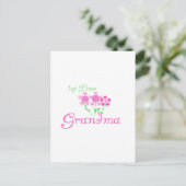 1e keer Grandma-roze bloemen Briefkaart (Staand voorkant)