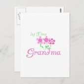 1e keer Grandma-roze bloemen Briefkaart (Voorkant / Achterkant)