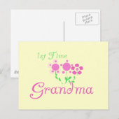 1e keer Grandma-roze bloemen Briefkaart (Voorkant / Achterkant)