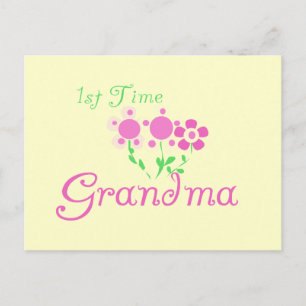 1e keer Grandma-roze bloemen Briefkaart