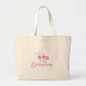 1e keer Grandma-roze bloemen Grote Tote Bag (Voorkant)
