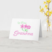1e keer Grandma-roze bloemen Kaart (Gele Bloem)