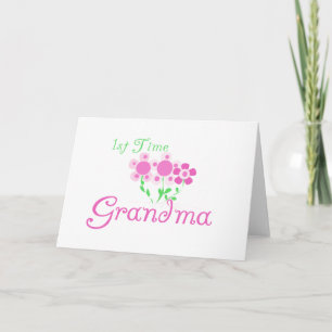 1e keer Grandma-roze bloemen Kaart