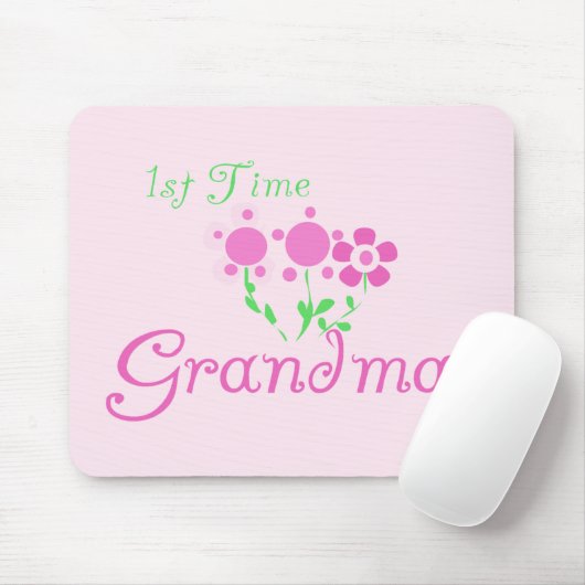1e keer Grandma-roze bloemen Muismat (Met muis)