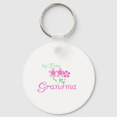 1e keer Grandma-roze bloemen Sleutelhanger (Voorkant)