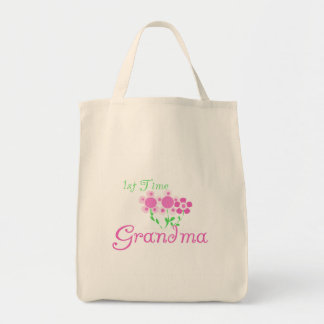 1e keer Grandma-roze bloemen Tote Bag