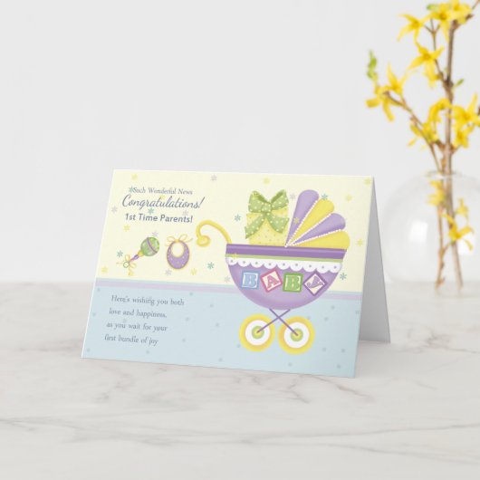 1e keer Kaart zwangerschapsfelicitaties (Gele Bloem)