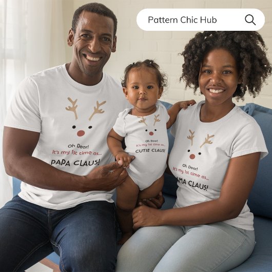 1e keer mama claus wit moderne familie kerst t-shirt