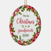 1e kerst als grootouders foto keramisch ornament (Rechts)