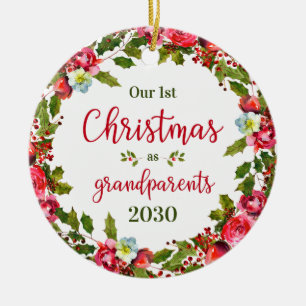 1e kerst als grootouders foto keramisch ornament