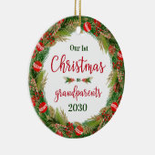 1e kerst als grootouders foto keramisch ornament (Rechts)