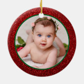 1e kerst als grootouders glitter foto keramisch ornament (Achterkant)