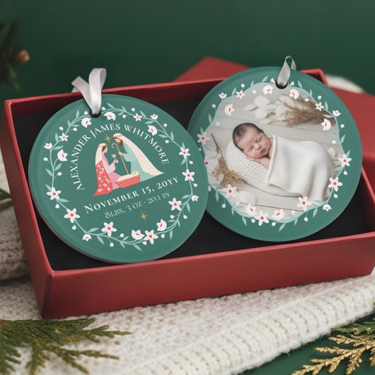 1e Kerst Baby Geboorte Religieuze Geboorte Foto Ornament