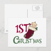1e kerst-Baby in Stocking Feestdagenkaart (Voorkant / Achterkant)