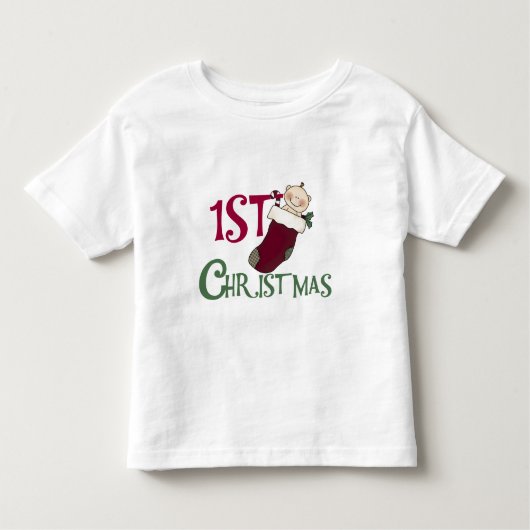 1e kerst-Baby in Stocking Kinder Shirts (Voorkant)