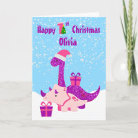 1e kerst dinosaurus Paarse gepersonaliseerd