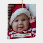 1e Kerst Dubbelzijdige Foto Keramisch Ornament (Rechts)